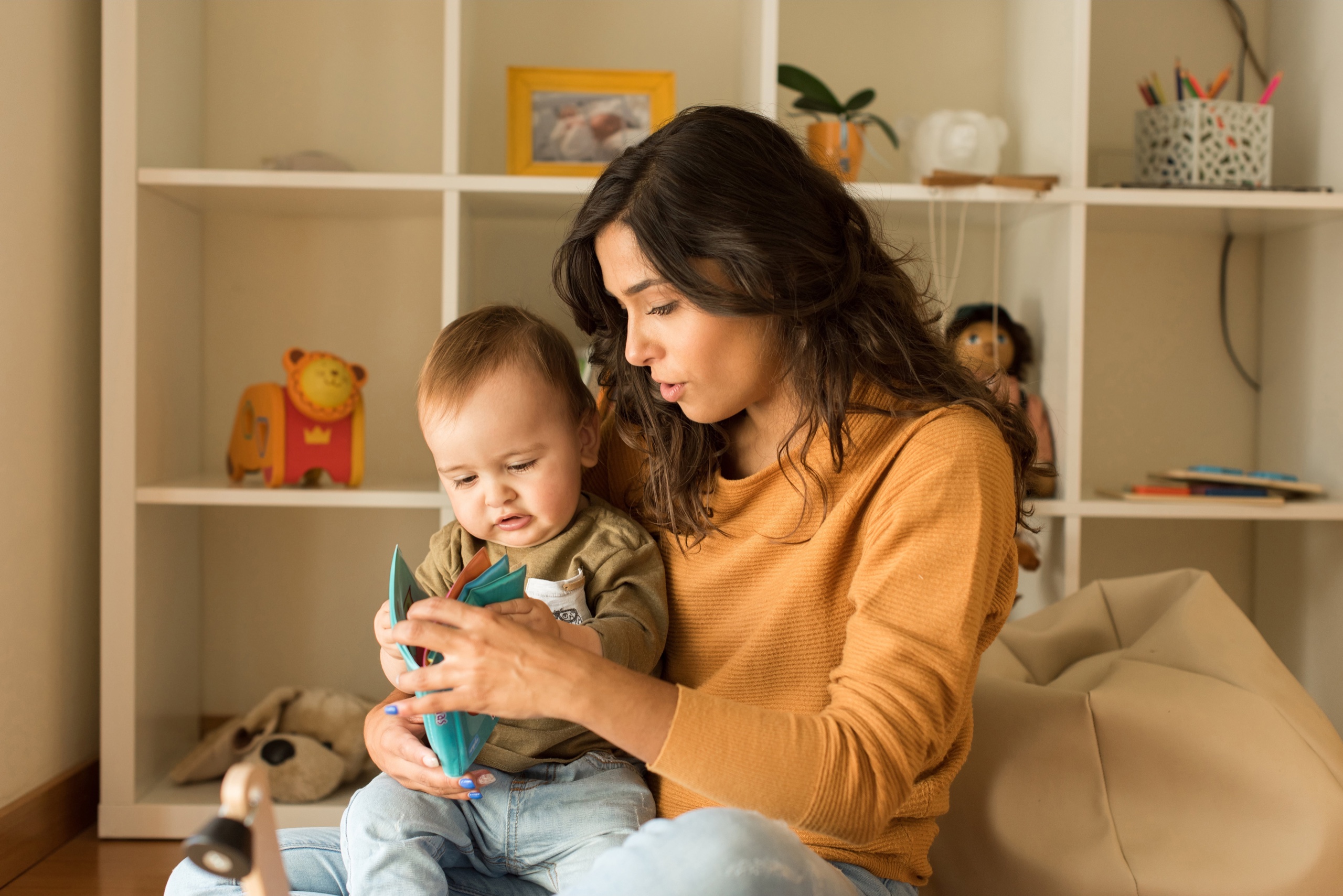 A parent and child reading together