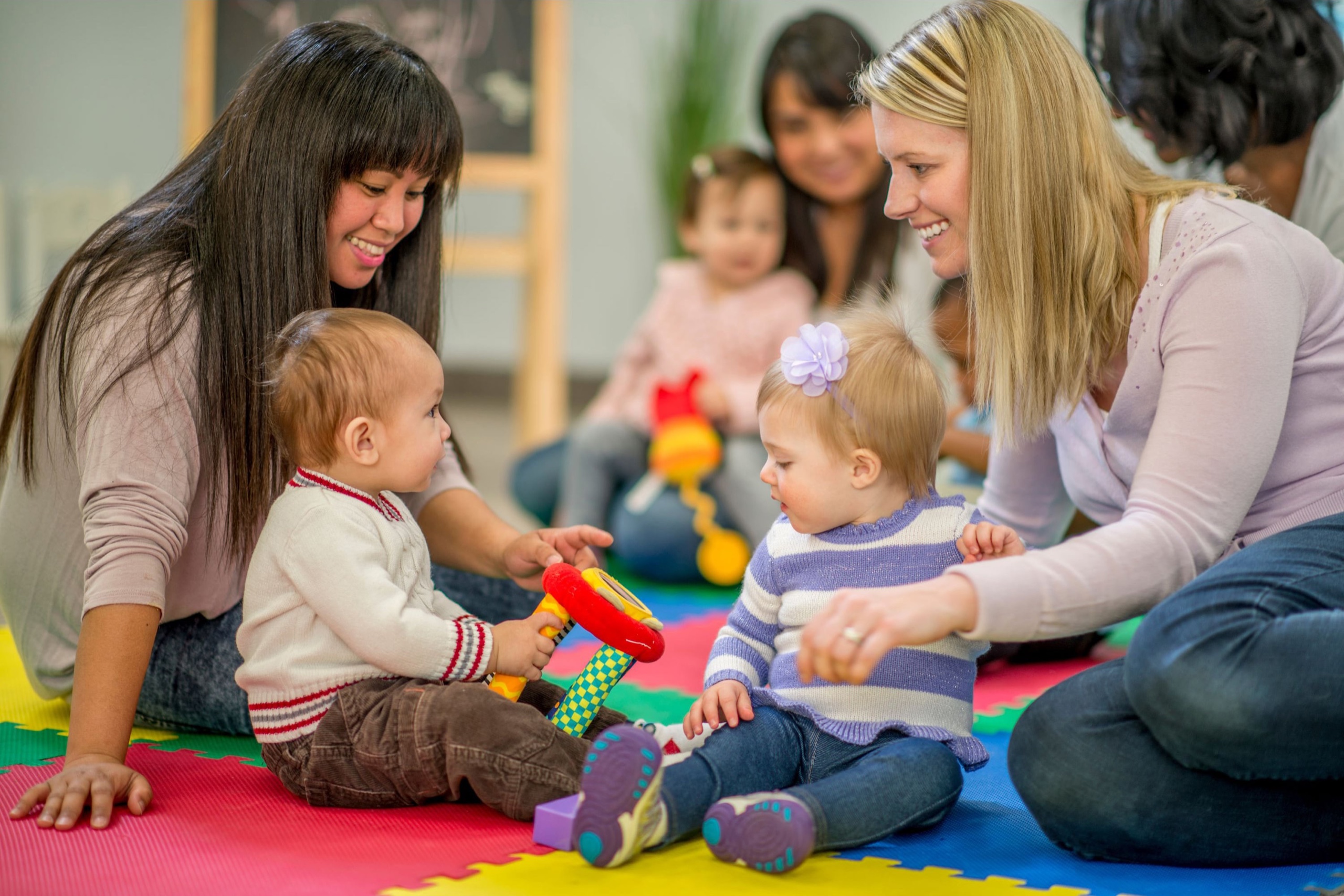 Parent and child talking together